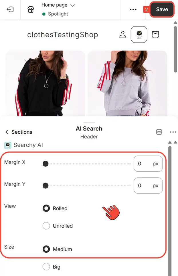 Adjust view and save