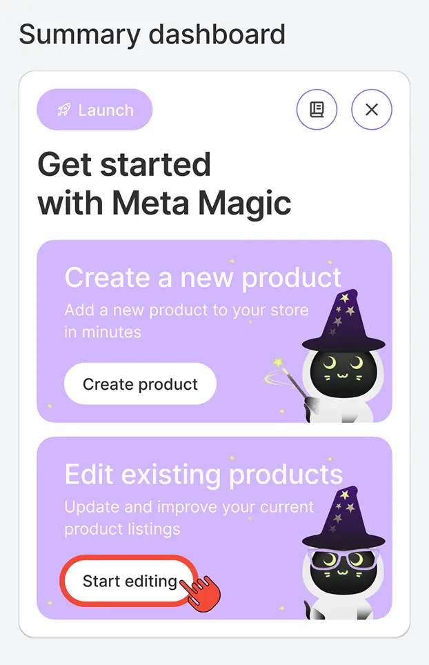 Start editing from dashboard