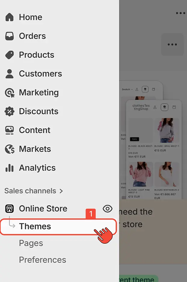 Go to online store and select "Themes"